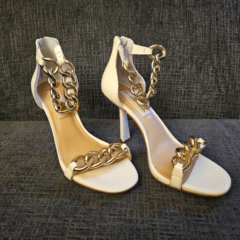 Antonio Melani Gold Chain Straped Heels